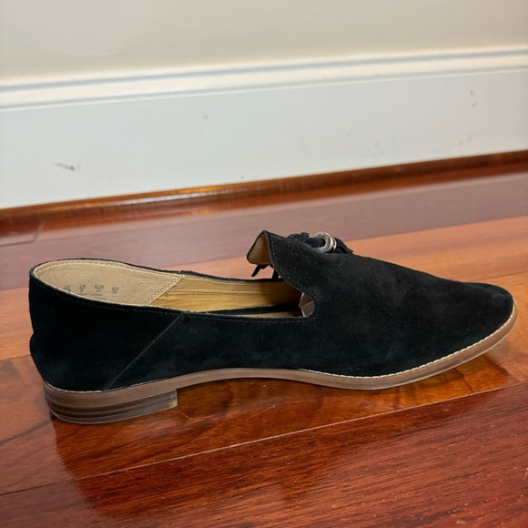 Franco Sarto Womens Hadden Black Suede Tassle Loafer - Picture 9 of 11